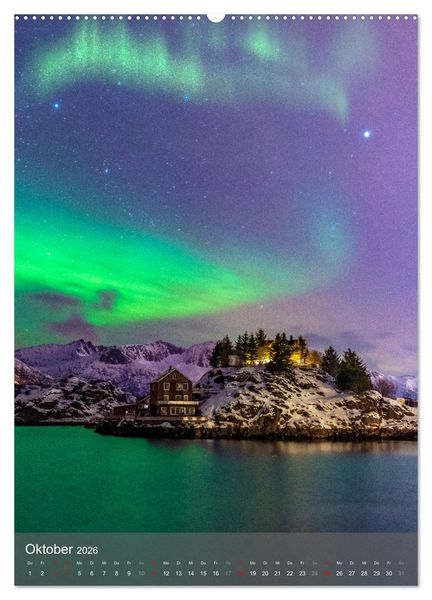 Produktbild: Aurora - Polarlicht des Nordens (hochwertiger Premium Wandkalender 2026 DIN A2 hoch), Kunstdruck in Hochglanz