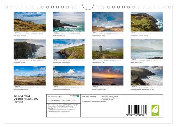 Produktbild: Ireland. Wild Atlantic Views / UK-Version (Wall Calendar 2026 DIN A4 landscape), CALVENDO 12 Month Wall Calendar