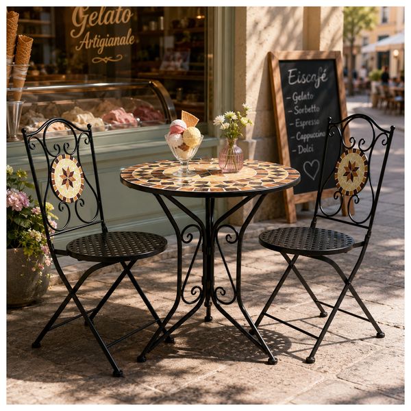 Produktbild: HTI-Living Gartenstuhl 2er-Set Metall Schwarz Kairo Gartenstuhl 2er-Set Metall Schwarz Kairo