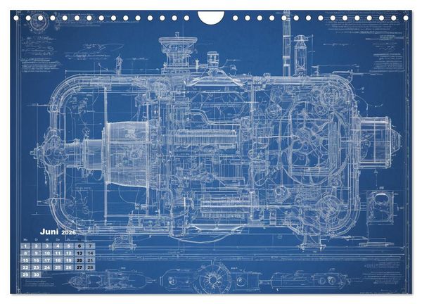 Produktbild: Steampunk - Blaupausen (Wandkalender 2026 DIN A4 quer), CALVENDO Monatskalender