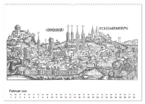 Produktbild: Schedelsche Weltchronik Deutsche St&auml;dte 1493 (Wandkalender 2026 DIN A2 quer), CALVENDO Monatskalender
