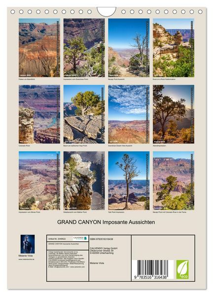 Produktbild: GRAND CANYON Imposante Aussichten (Wandkalender 2026 DIN A4 hoch), CALVENDO Monatskalender