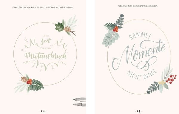 Produktbild: Design Paper A6 Frohe Weihnachten. Mit Handlettering-Grundkurs