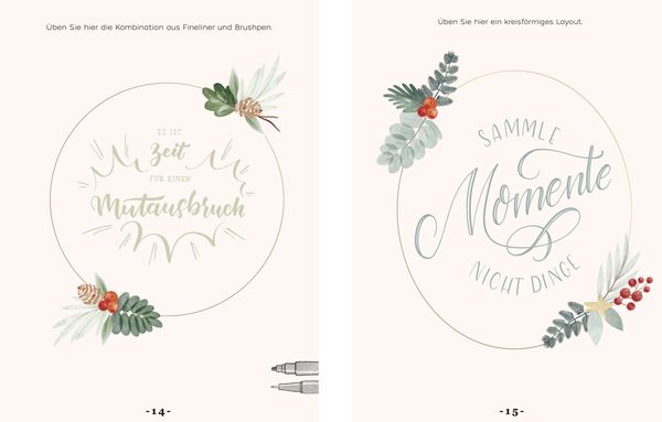 Design Paper A6: Frohe Weihnachten. Mit Handlettering-Grundkurs