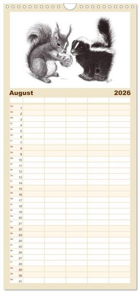 Produktbild: Familienplaner 2026 - owls & friends 2026 mit 5 Spalten (Wandkalender, 21 x 45 cm) CALVENDO