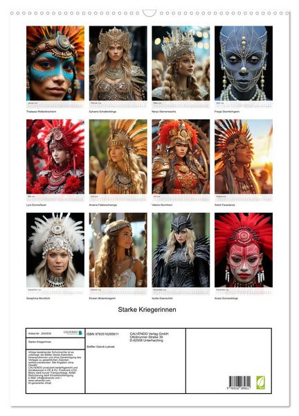 Produktbild: Starke Kriegerinnen (Wandkalender 2026 DIN A2 hoch), CALVENDO Monatskalender