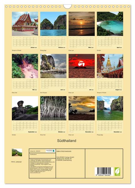 Produktbild: S&uuml;dthailand (Wandkalender 2026 DIN A3 hoch), CALVENDO Monatskalender