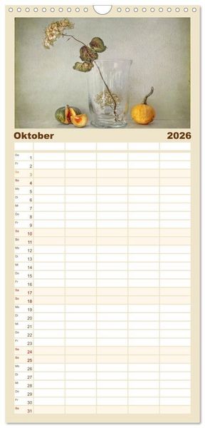 Produktbild: Familienplaner 2026 - Vintage Flowers mit 5 Spalten (Wandkalender, 21 x 45 cm) CALVENDO