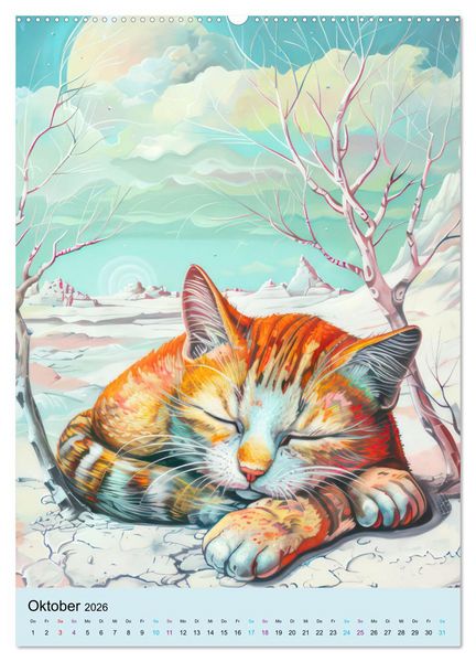 Produktbild: Katzen im expressionistischen Stil (hochwertiger Premium Wandkalender 2026 DIN A2 hoch), Kunstdruck in Hochglanz