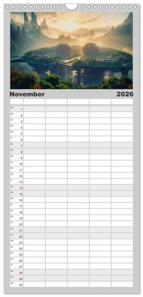 Produktbild: Familienplaner 2026 - Gigapolis mit 5 Spalten (Wandkalender, 21 x 45 cm) CALVENDO