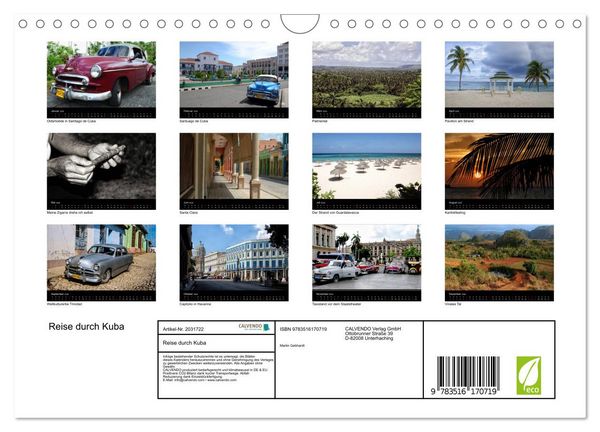 Produktbild: Reise durch Kuba (Wandkalender 2026 DIN A4 quer), CALVENDO Monatskalender