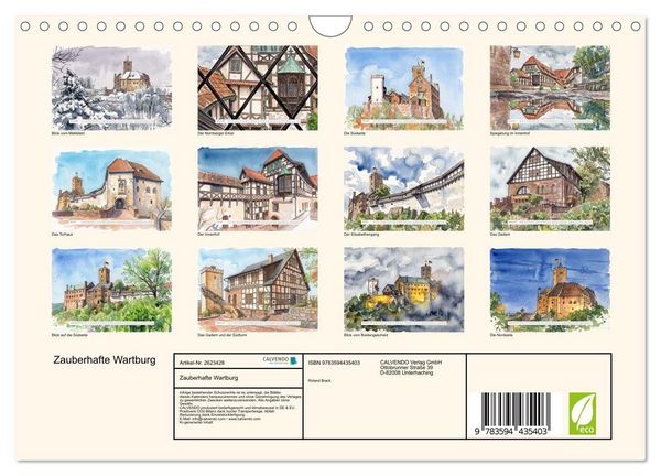 Produktbild: Zauberhafte Wartburg (Wandkalender 2027 DIN A4 quer), CALVENDO Monatskalender