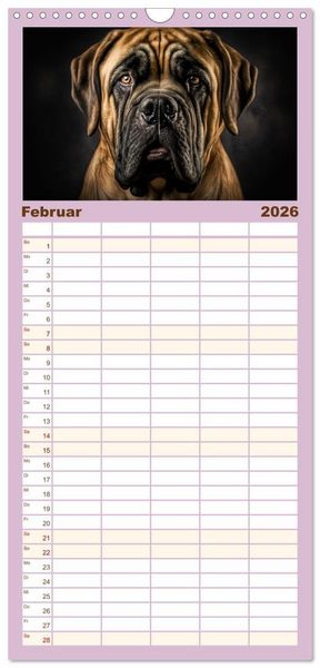 Produktbild: Familienplaner 2026 - Hunde Portr&auml;ts mit 5 Spalten (Wandkalender, 21 x 45 cm) CALVENDO