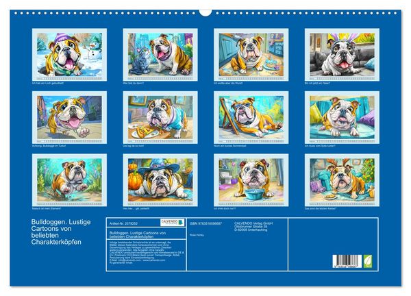 Produktbild: Bulldoggen. Lustige Cartoons von beliebten Charakterk&ouml;pfen (Wandkalender 2026 DIN A2 quer), CALVENDO Monatskalender
