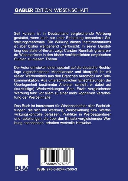 Produktbild: Die Wirkung vergleichender Werbung