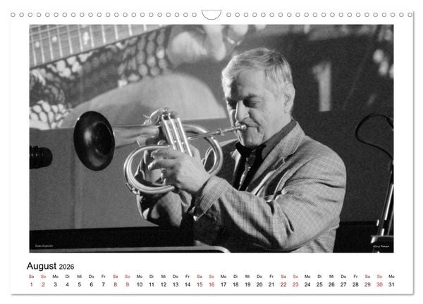 Produktbild: Internationale Meister des Jazz in Schwarzwei&szlig; (Wandkalender 2026 DIN A3 quer), CALVENDO Monatskalender