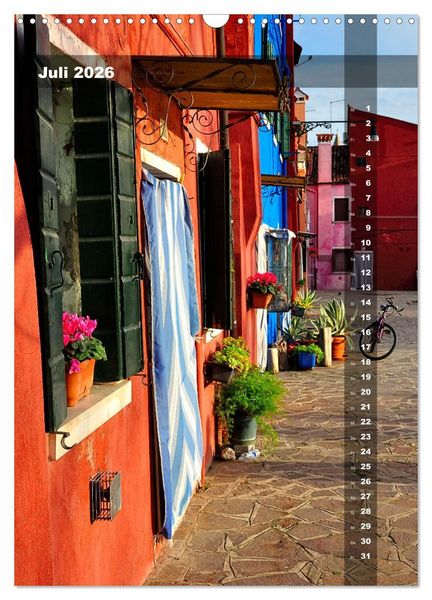 Produktbild: L'isola di Burano - Ein Spaziergang &uuml;ber die farbenfrohe Insel (Wandkalender 2026 DIN A3 hoch), CALVENDO Monatskalender