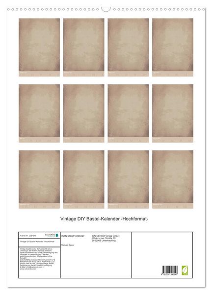 Produktbild: Vintage DIY Bastel-Kalender -Hochformat- (Wandkalender 2026 DIN A2 hoch), CALVENDO Monatskalender