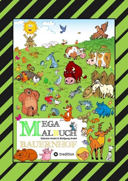 Produktbild: MEGA MALBUCH - LUSTIGE MOTIVE - K&Uuml;HE - RINDER - SCHWEINE - H&Uuml;HNER - HASEN - ENTEN - BAUERN - TRAKTOREN - V&Ouml;GEL - INSEKTEN - GEM&Uuml;SE - PFLANZEN