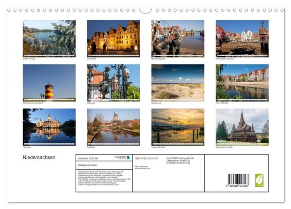 Produktbild: Niedersachsen (Wandkalender 2026 DIN A3 quer), CALVENDO Monatskalender