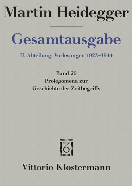 Produktbild: Prolegomena zur Geschichte des Zeitbegriffs (Sommersemester 1925)