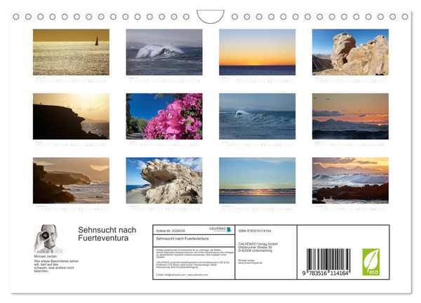 Produktbild: Sehnsucht nach Fuerteventura (Wandkalender 2026 DIN A4 quer), CALVENDO Monatskalender