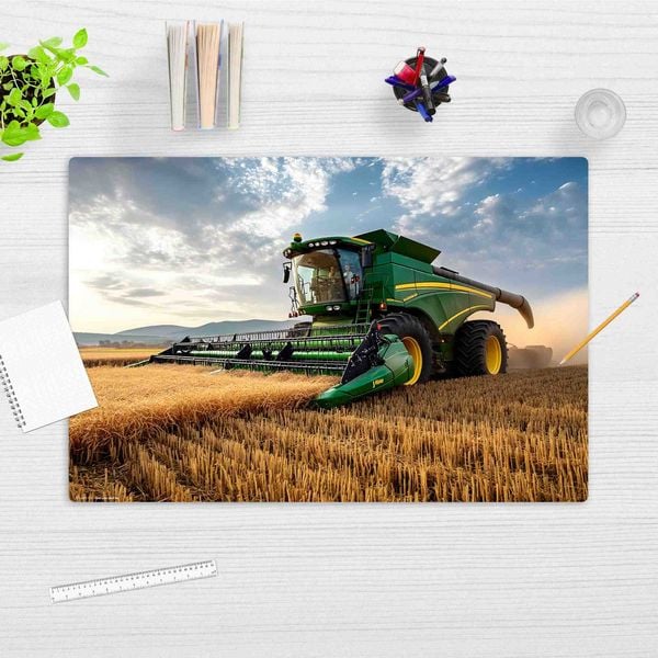 Produktbild: Cover-your-desk Schreibtischunterlage f&uuml;r Kinder M&auml;hdrescher Landwirtschaft, aus hochwertigem Vinyl, 60 x 40 cm