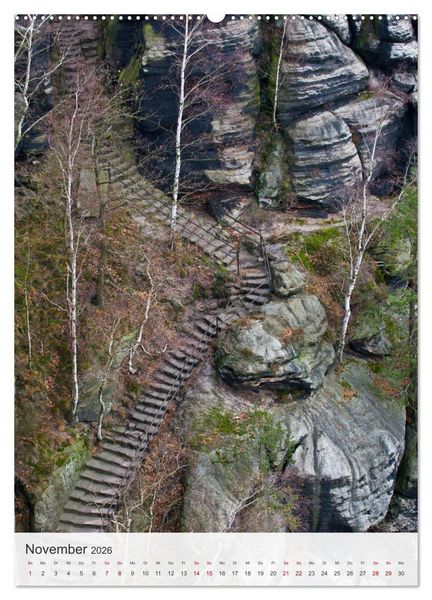Produktbild: Bastei und Lilienstein - Unterwegs an zwei m&auml;rchenhaften Orten in der S&auml;chsischen Schweiz (hochwertiger Premium Wandkalender 2026 DIN A2 hoch), Kunstdruck in Hochglanz