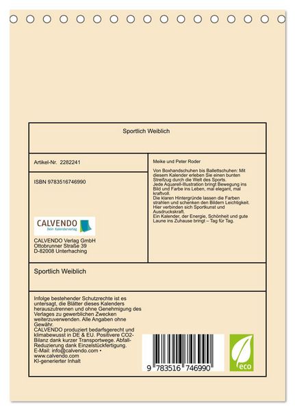 Produktbild: Sportlich Weiblich (Tischkalender 2026 DIN A5 hoch), CALVENDO Monatskalender