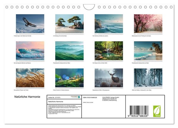 Produktbild: Nat&uuml;rliche Harmonie (Wandkalender 2026 DIN A4 quer), CALVENDO Monatskalender