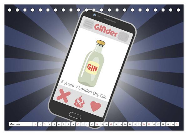 Produktbild: Gin & Tonic Die Besten Spr&uuml;che und Wortspiele (Tischkalender 2026 DIN A5 quer), CALVENDO Monatskalender