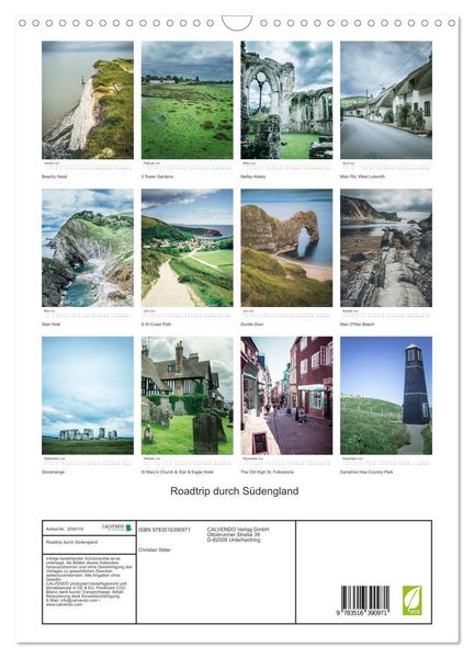Produktbild: Roadtrip durch S&uuml;dengland (Wandkalender 2026 DIN A3 hoch), CALVENDO Monatskalender