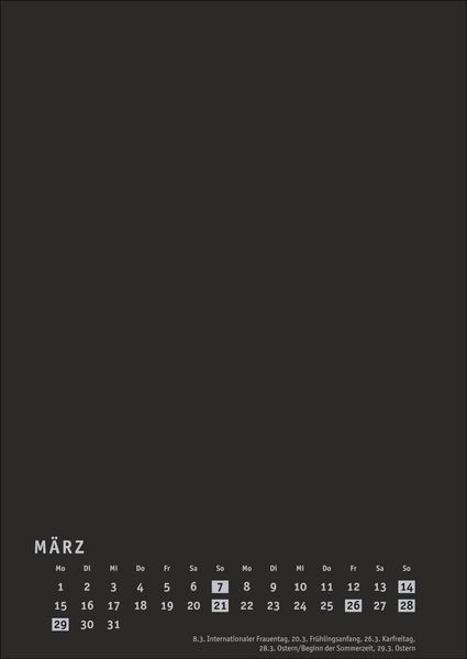 Produktbild: Premium-Bastelkalender schwarz A4 2027