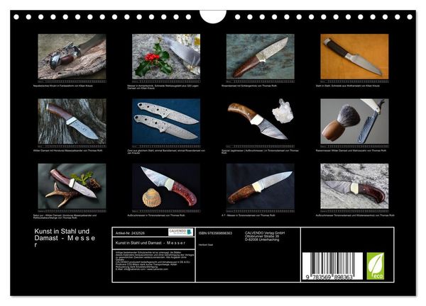 Produktbild: Kunst in Stahl und Damast - M e s s e r (Wandkalender 2027 DIN A4 quer), CALVENDO Monatskalender