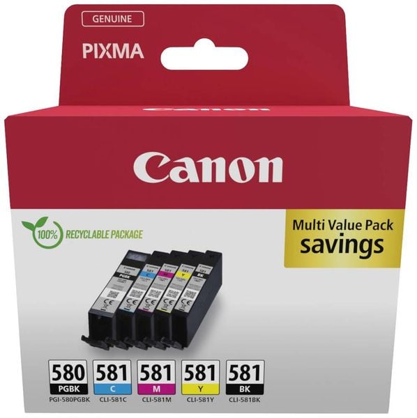 Produktbild: Canon Druckerpatrone PGI-580/CLI-581 PGBK/C/M/Y/BK Multipack Original Kombi-Pack Schwarz, Cyan, Magenta, Gelb 2078C007