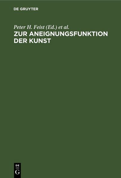 Produktbild: Zur Aneignungsfunktion der Kunst