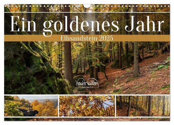 Ein goldenes Jahr - Elbsandstein (Wandkalender 2025 DIN A3 quer), CALVENDO Monatskalender