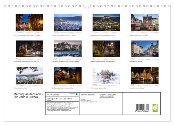 Produktbild: Marburg an der Lahn - ein Jahr in Bildern (Wandkalender 2026 DIN A3 quer), CALVENDO Monatskalender