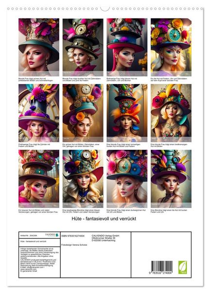 Produktbild: H&uuml;te - fantasievoll und verr&uuml;ckt (hochwertiger Premium Wandkalender 2026 DIN A2 hoch), Kunstdruck in Hochglanz