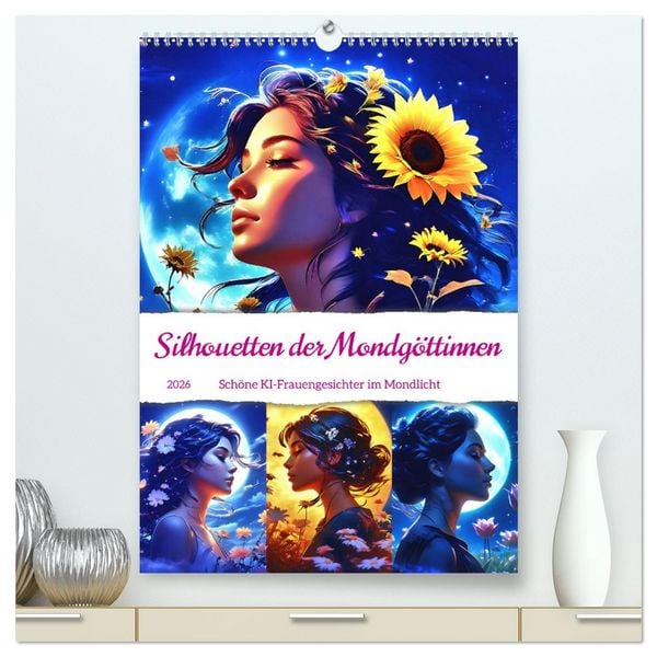 Produktbild: Silhouetten der Mondg&ouml;ttinnen (hochwertiger Premium Wandkalender 2026 DIN A2 hoch), Kunstdruck in Hochglanz