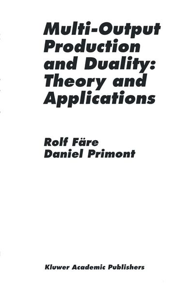 Produktbild: Multi-Output Production and Duality: Theory and Applications