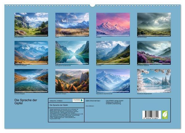 Produktbild: Die Sprache der Gipfel (hochwertiger Premium Wandkalender 2026 DIN A2 quer), Kunstdruck in Hochglanz