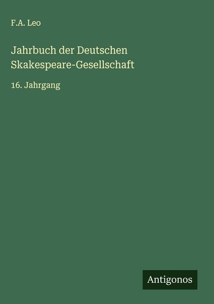 Produktbild: Jahrbuch der Deutschen Skakespeare-Gesellschaft