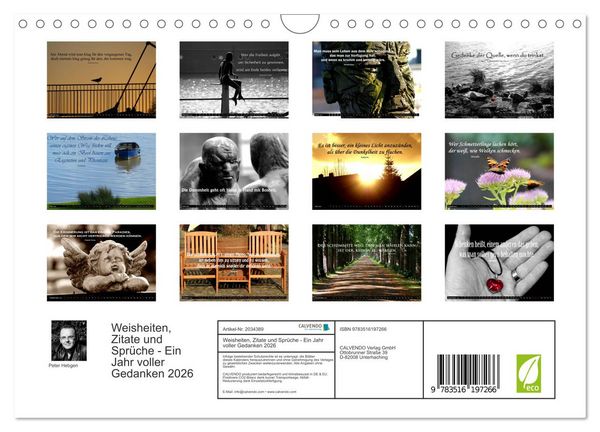Produktbild: Weisheiten, Zitate und Spr&uuml;che - Ein Jahr voller Gedanken 2026 (Wandkalender 2026 DIN A4 quer), CALVENDO Monatskalender