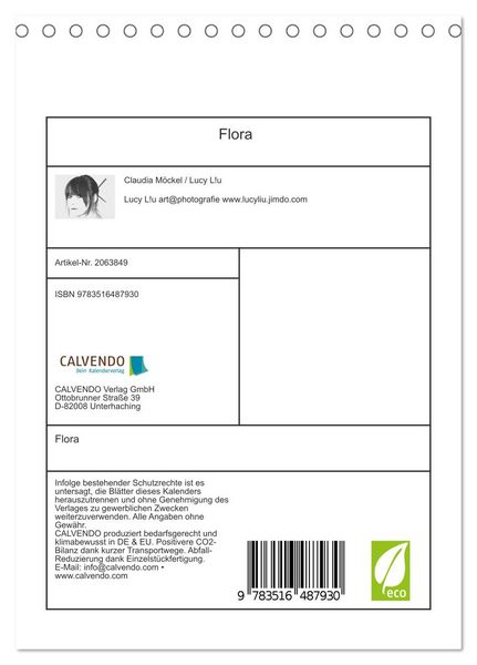 Produktbild: Flora (Tischkalender 2026 DIN A5 hoch), CALVENDO Monatskalender