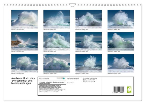 Produktbild: Azurblaue Horizonte - Die Sch&ouml;nheit des Meeres einfangen (Wandkalender 2026 DIN A3 quer), CALVENDO Monatskalender