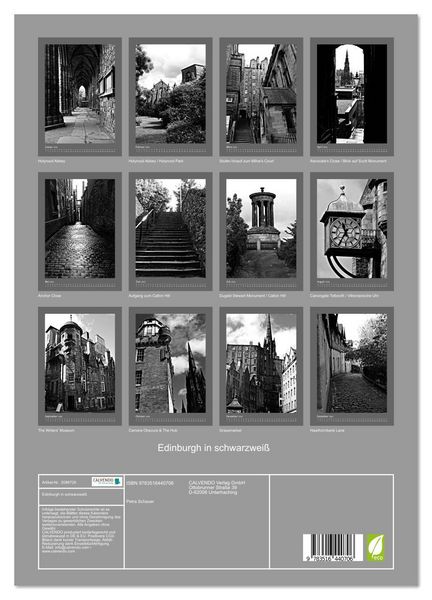Produktbild: Edinburgh in schwarzwei&szlig; (hochwertiger Premium Wandkalender 2026 DIN A2 hoch), Kunstdruck in Hochglanz