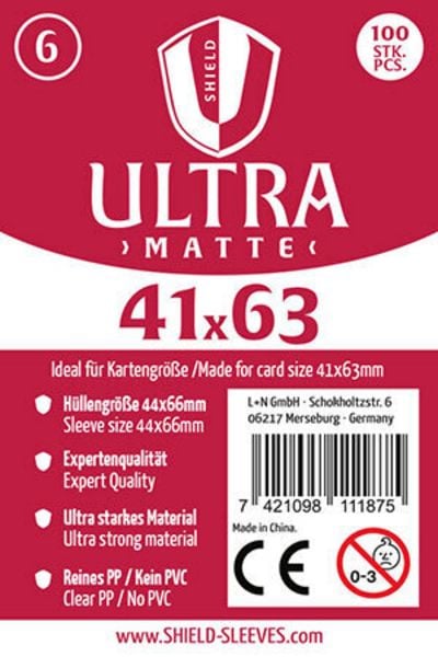 Shield Ultra Matte 6: Kartenhüllen für Karten bis 41 × 63 mm
