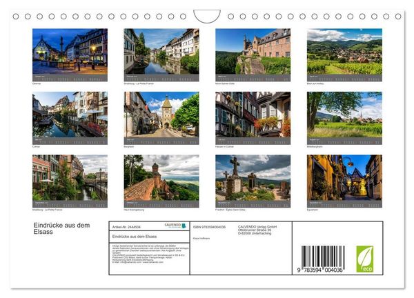 Produktbild: Eindr&uuml;cke aus dem Elsass (Wandkalender 2027 DIN A4 quer), CALVENDO Monatskalender