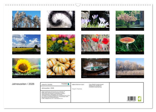 Produktbild: Jahreszeiten / 2026 (Wandkalender 2026 DIN A2 quer), CALVENDO Monatskalender